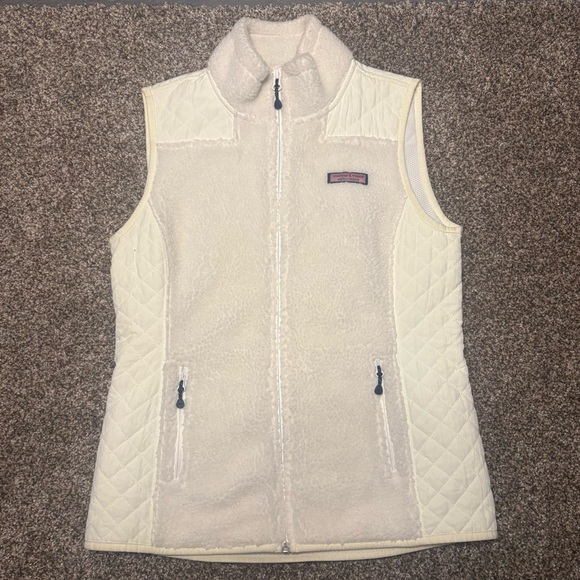 Vineyard Vines Women's Ivory Quilted Vest XS - Picture 2 of 13